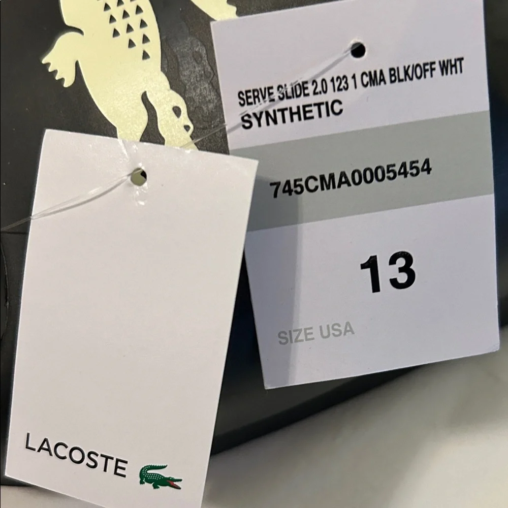 Men Black/Off Wht Serve Slide Synthetic Lacoste🐊